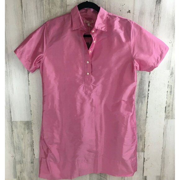 Ann Mashburn Sz M Pink Silk Shantung Popover Shirt Dress NWT - Picture 2 of 16